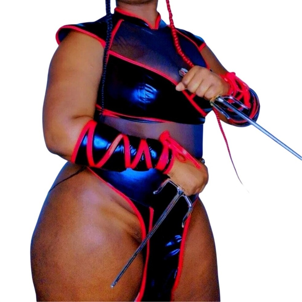 New 1XL Sexy Ninja Halloween Costume Vegan 4 pc Set Karate Dragon Cosplay